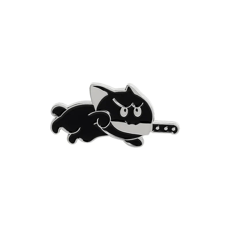 Black cat knife pin
