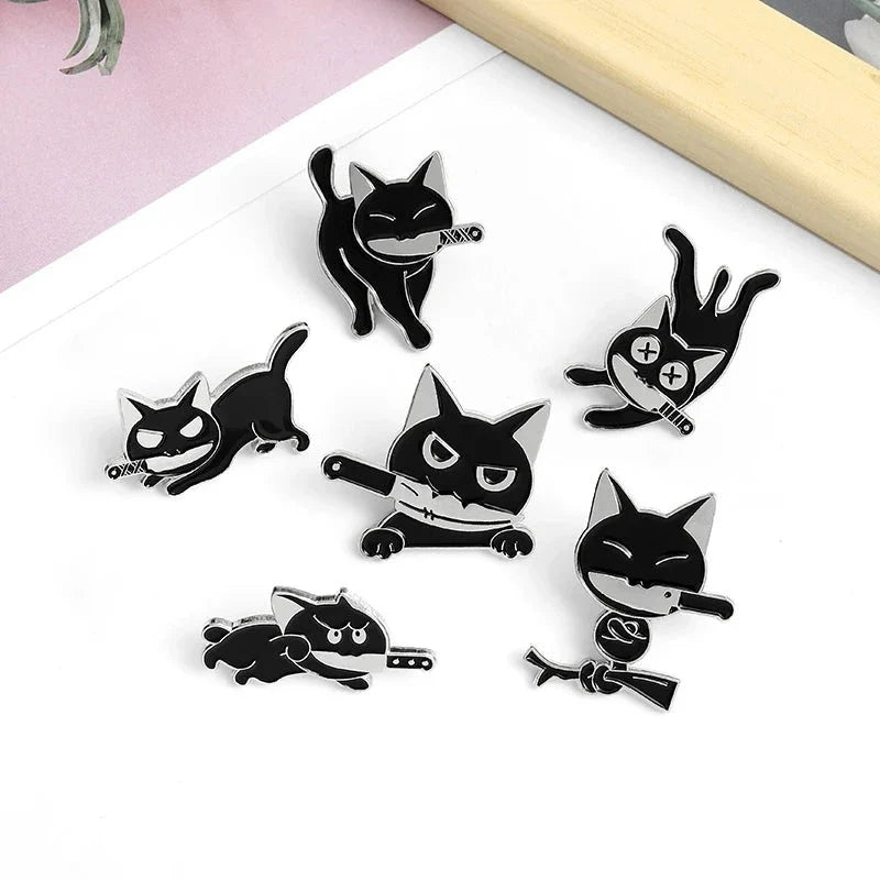 Black cat knife pin