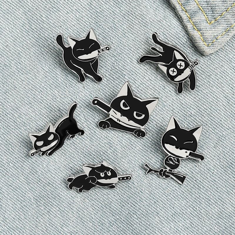 Black cat knife pin