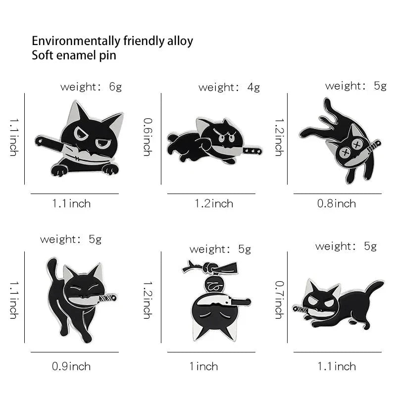 Black cat knife pin