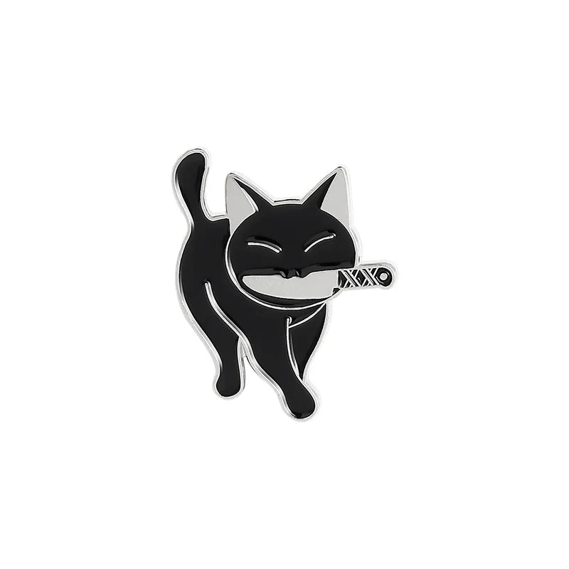 Black cat knife pin