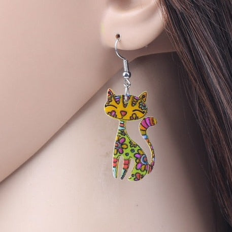 Abstract Cat Earrings