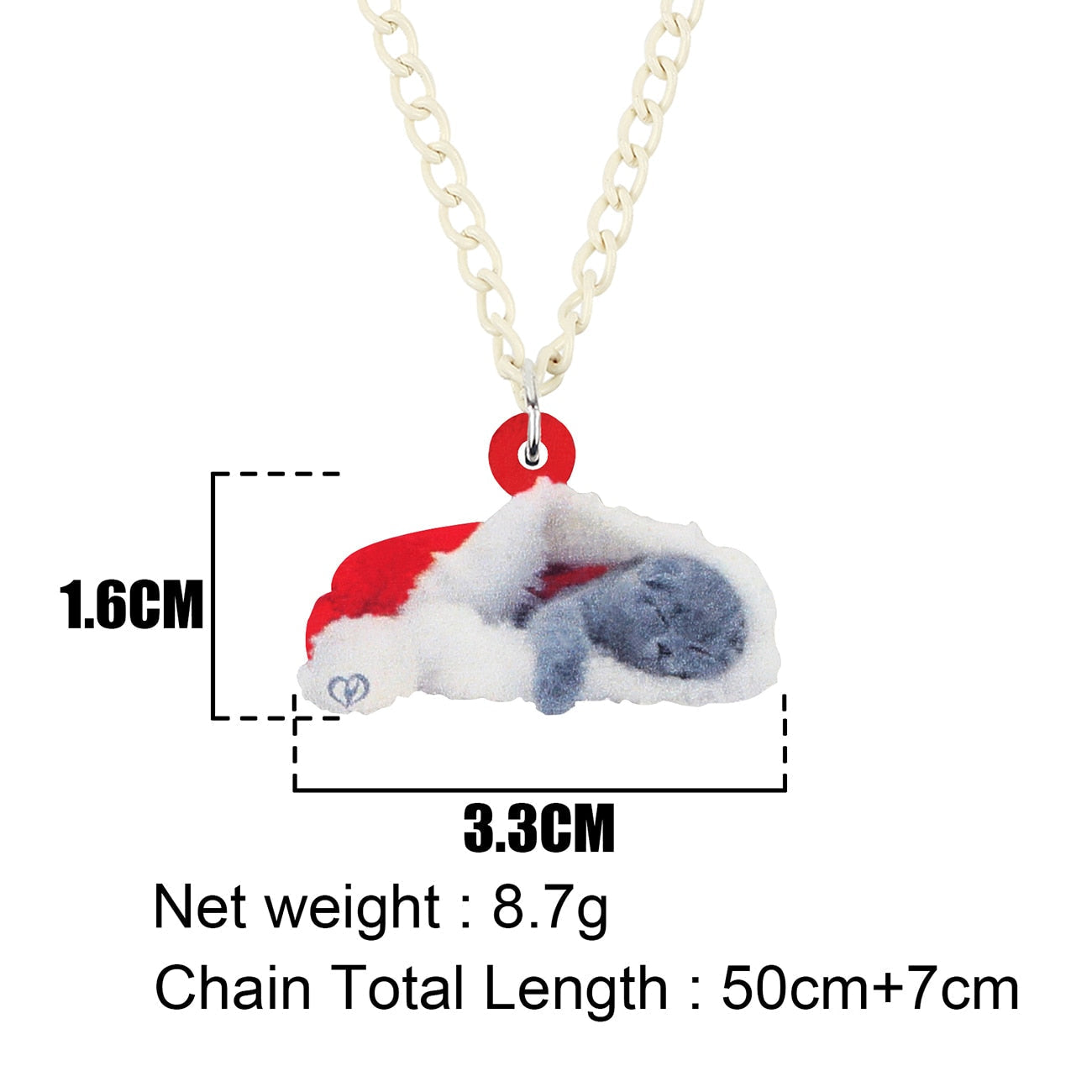 Acrylic Christmas Cat Necklace