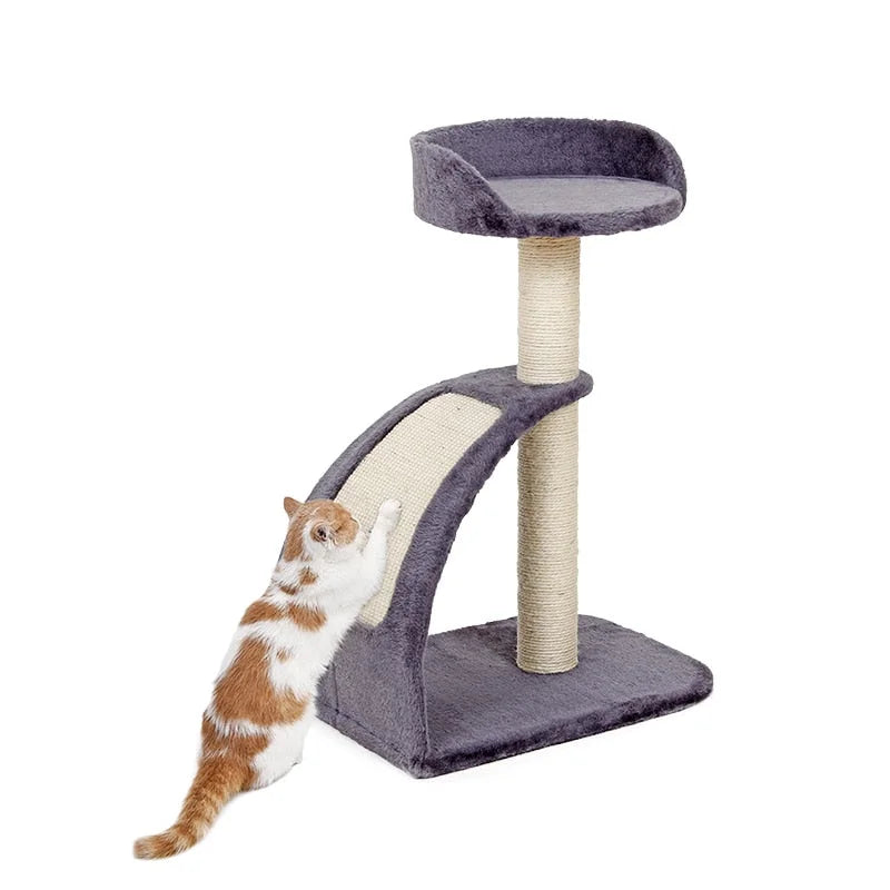 Gatto che graffia albero tiragraffi grigio Cathaven per arrampicarsi e giocare