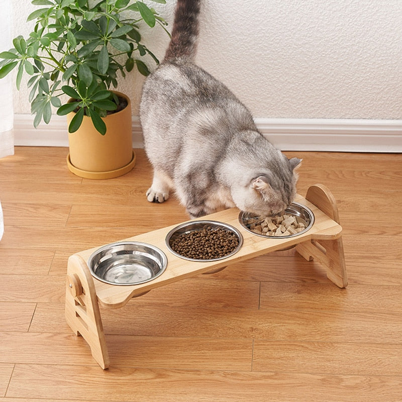 Bamboo Elevated Cat Bowls