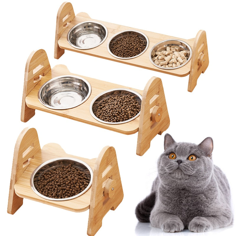 Bamboo Elevated Cat Bowls