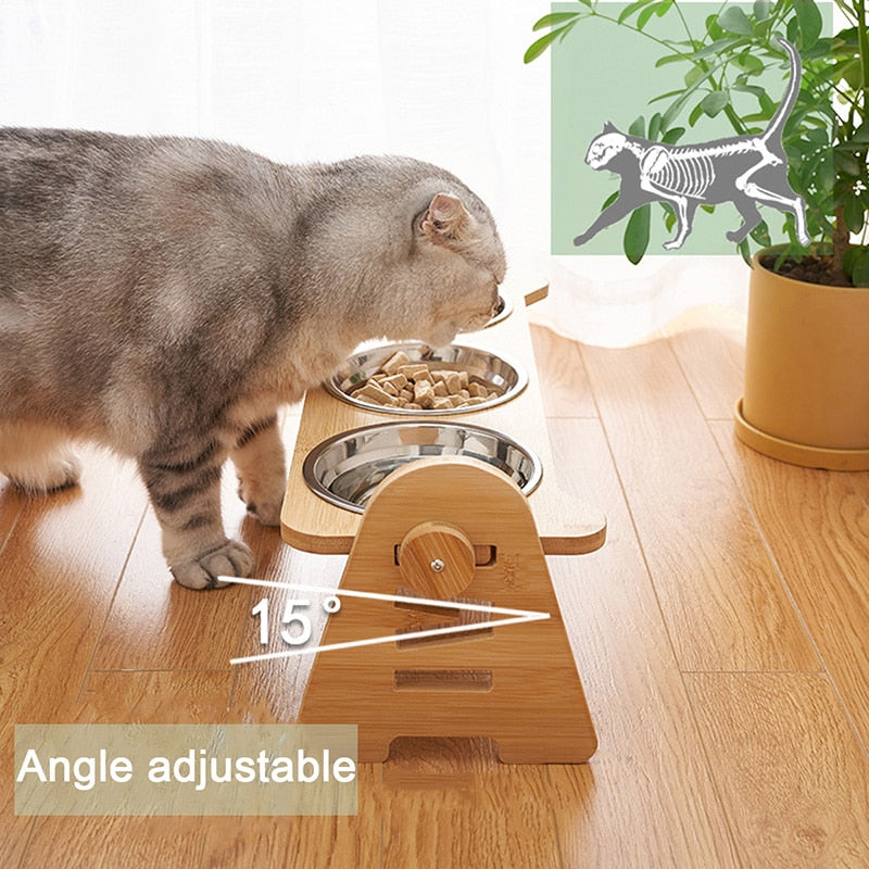 Bamboo Elevated Cat Bowls