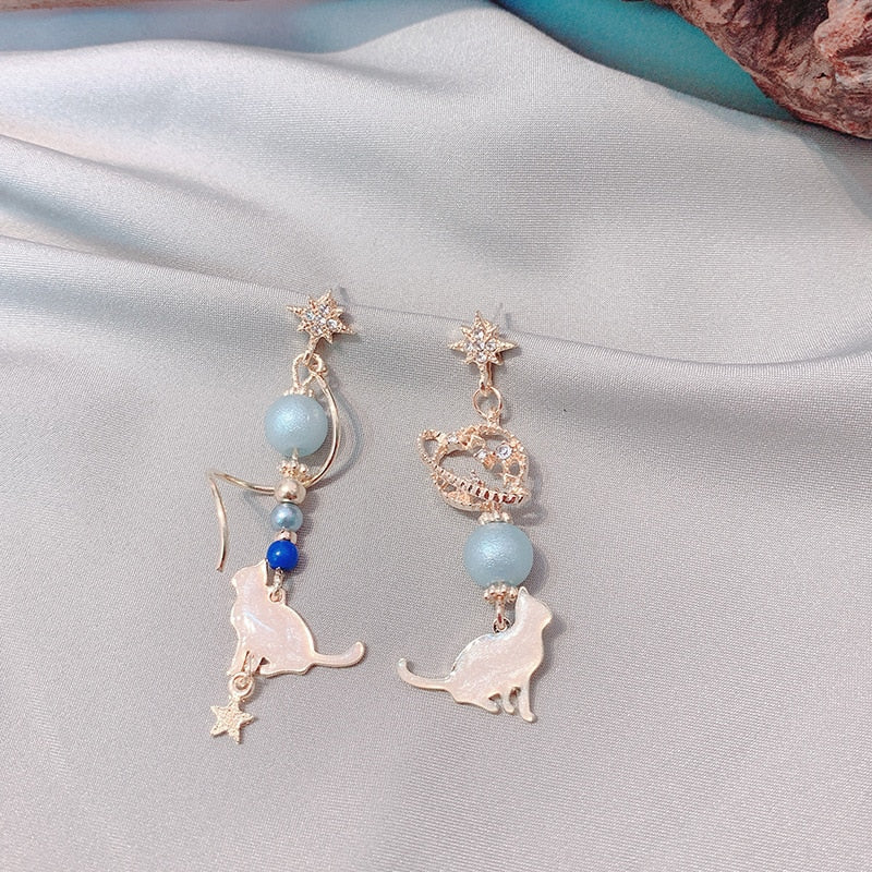 Beaded Cat Earrings