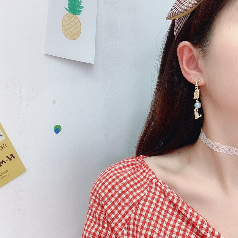 Beaded Cat Earrings