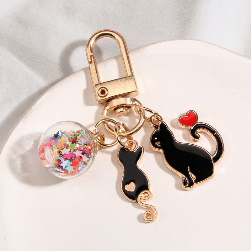 Beaded Cat Keychain