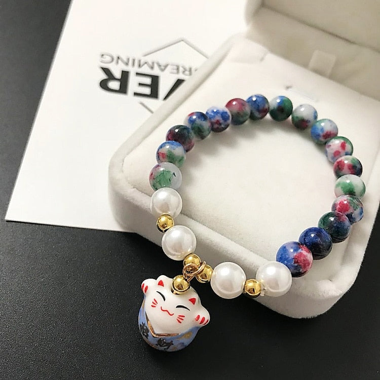 Beaded Japanese Cat Bracelet