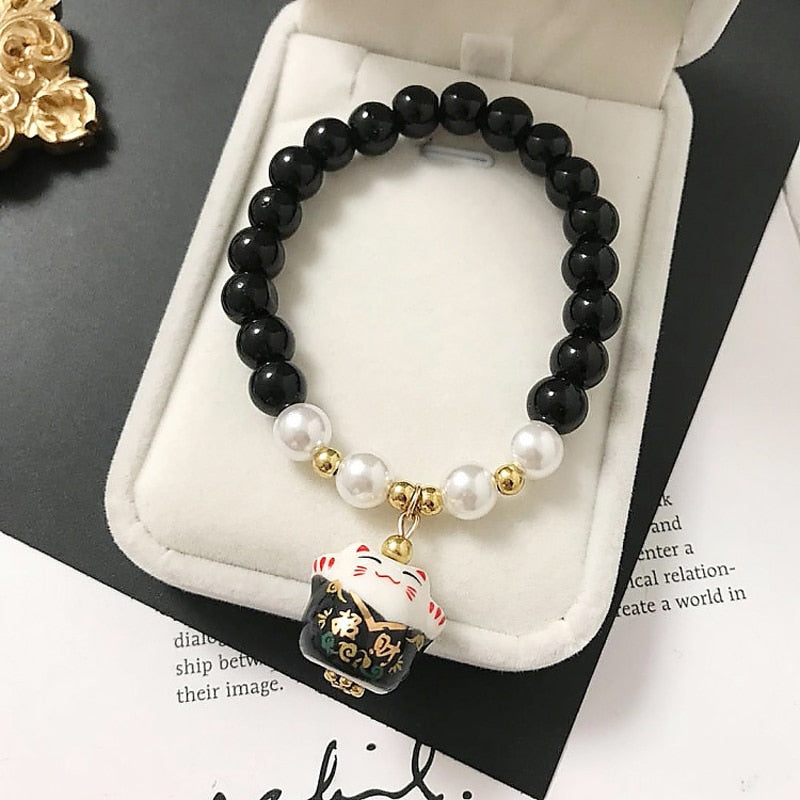 Beaded Japanese Cat Bracelet