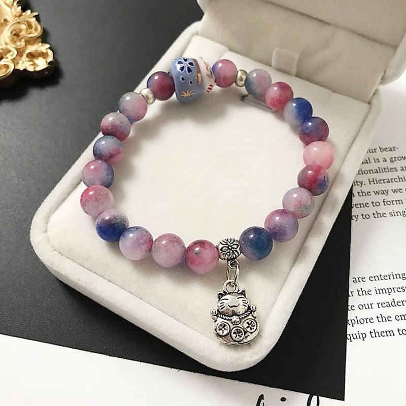 Beaded Japanese Cat Bracelet
