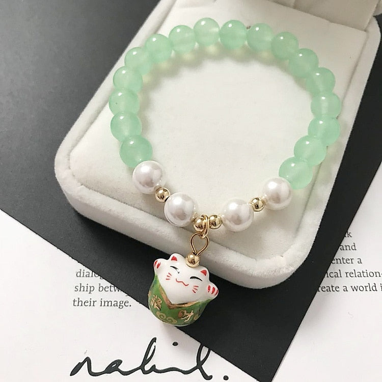 Beaded Japanese Cat Bracelet