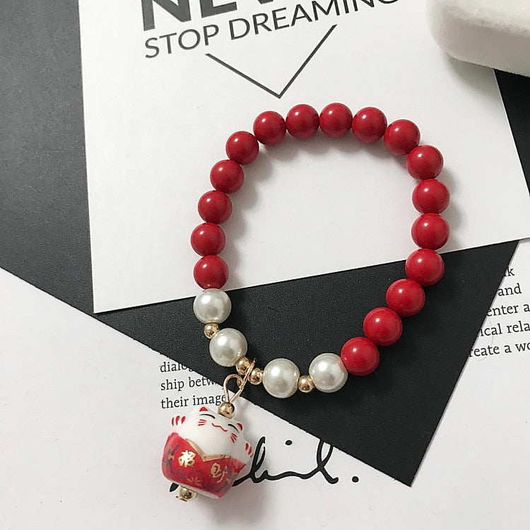 Beaded Japanese Cat Bracelet