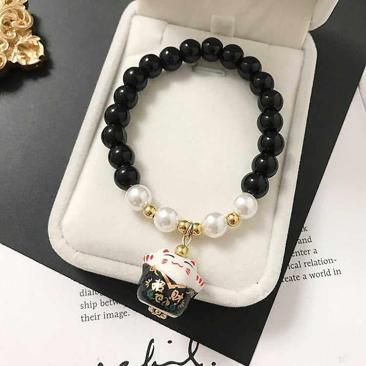 Beaded Japanese Cat Bracelet