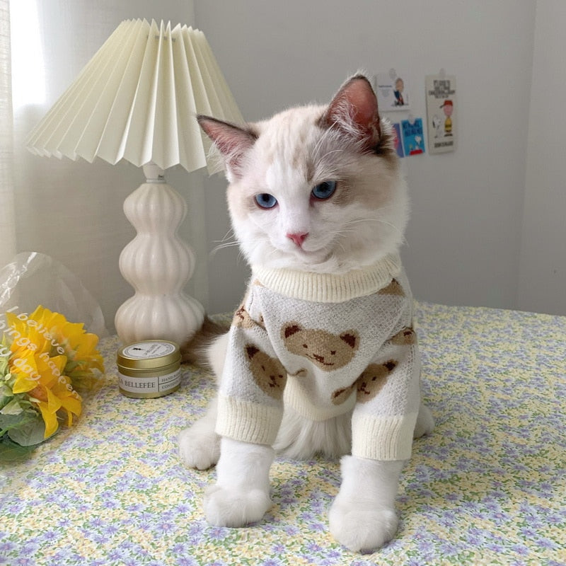 Bear Turtleneck Clothes for Cats