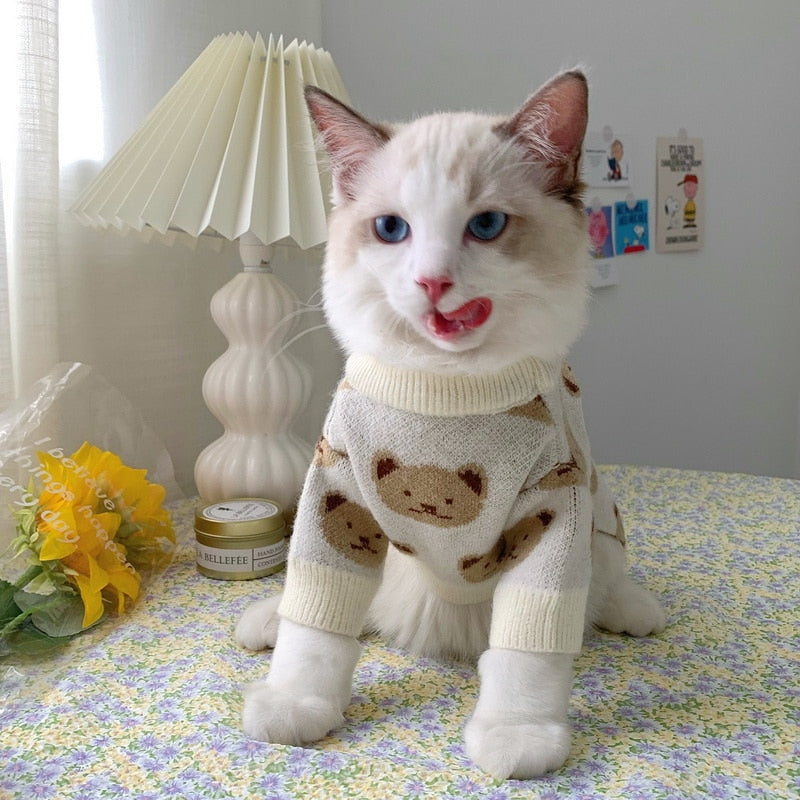 Bear Turtleneck Clothes for Cats