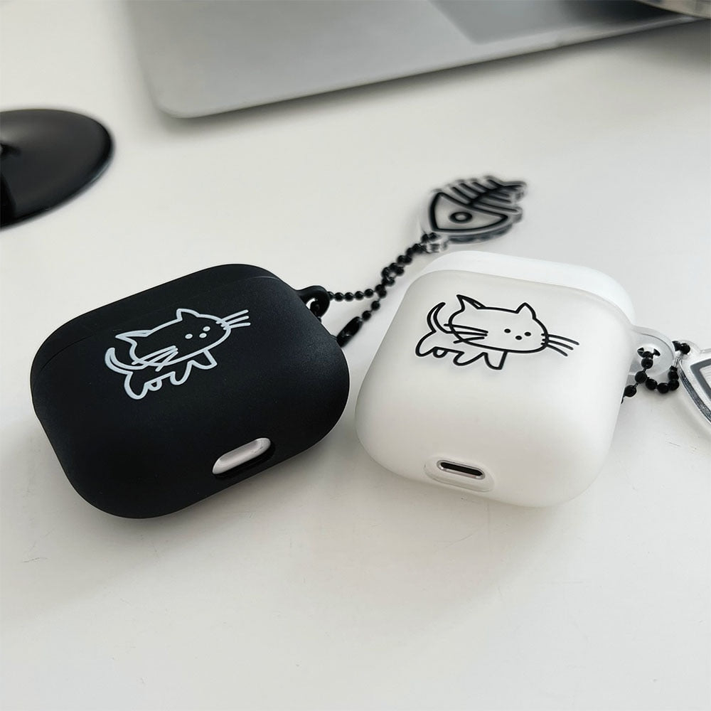 Black and White Cat Airpod Case
