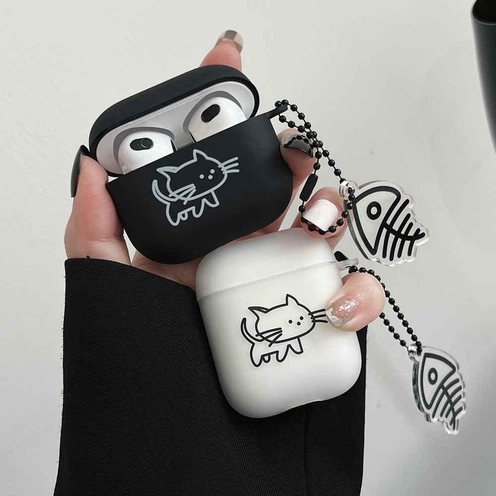Black and White Cat Airpod Case