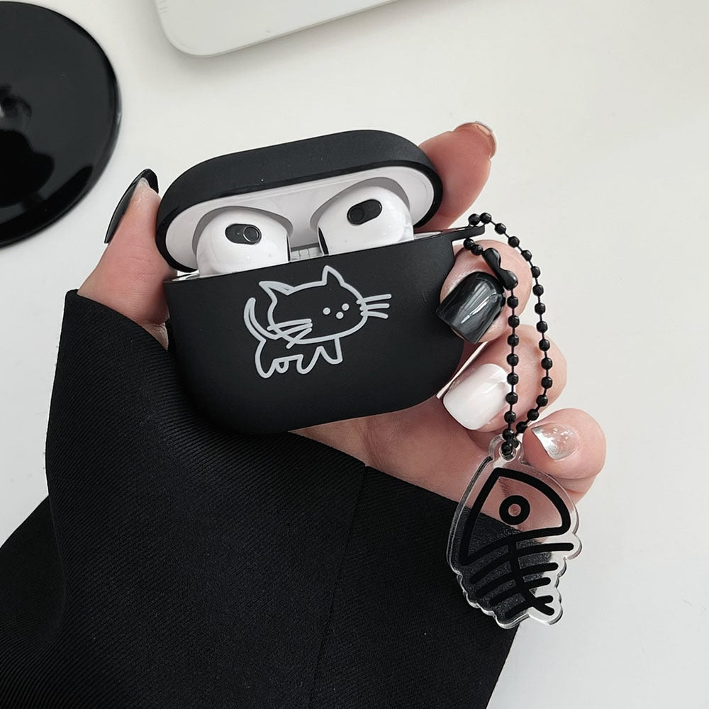 Black and White Cat Airpod Case