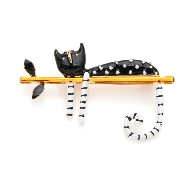Black and White cat brooch