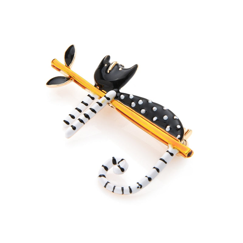 Black and White cat brooch