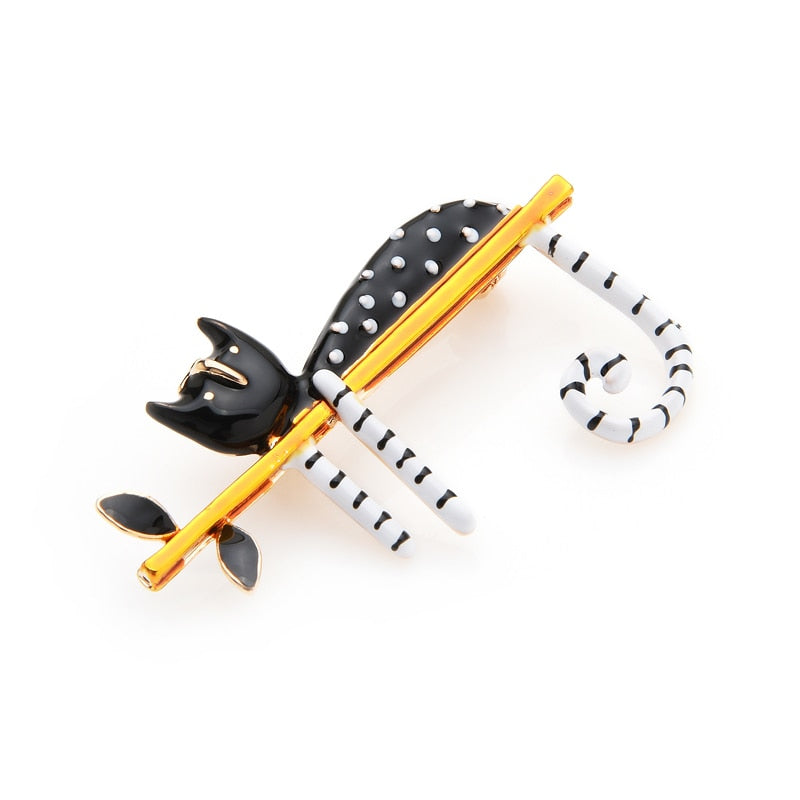 Black and White cat brooch