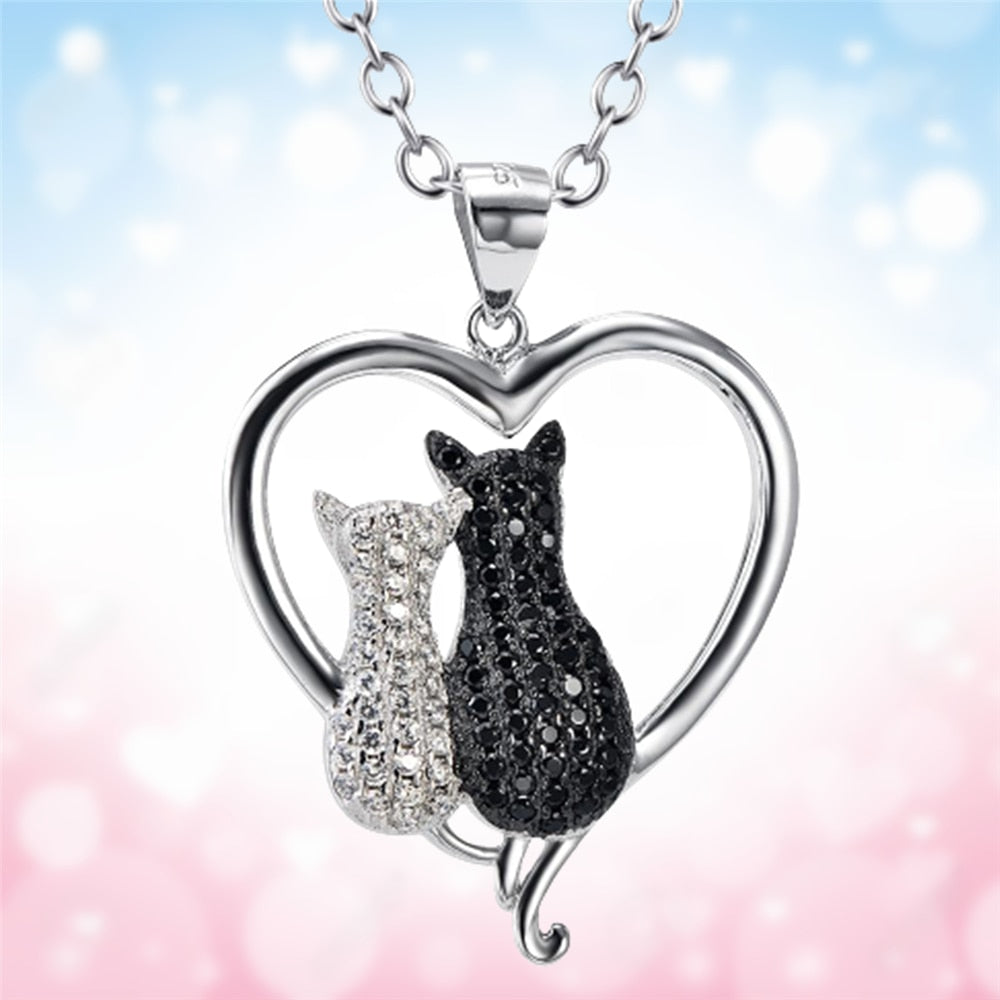 Black and White Cat Necklace