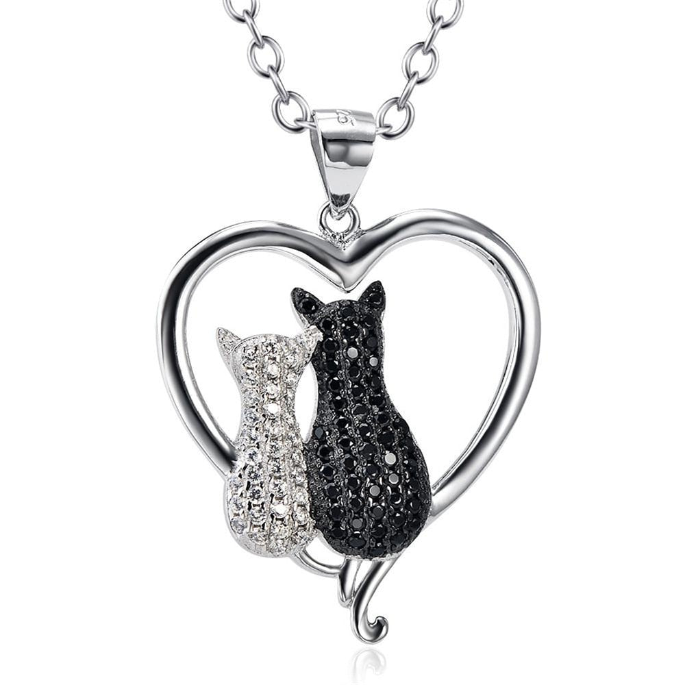 Black and White Cat Necklace
