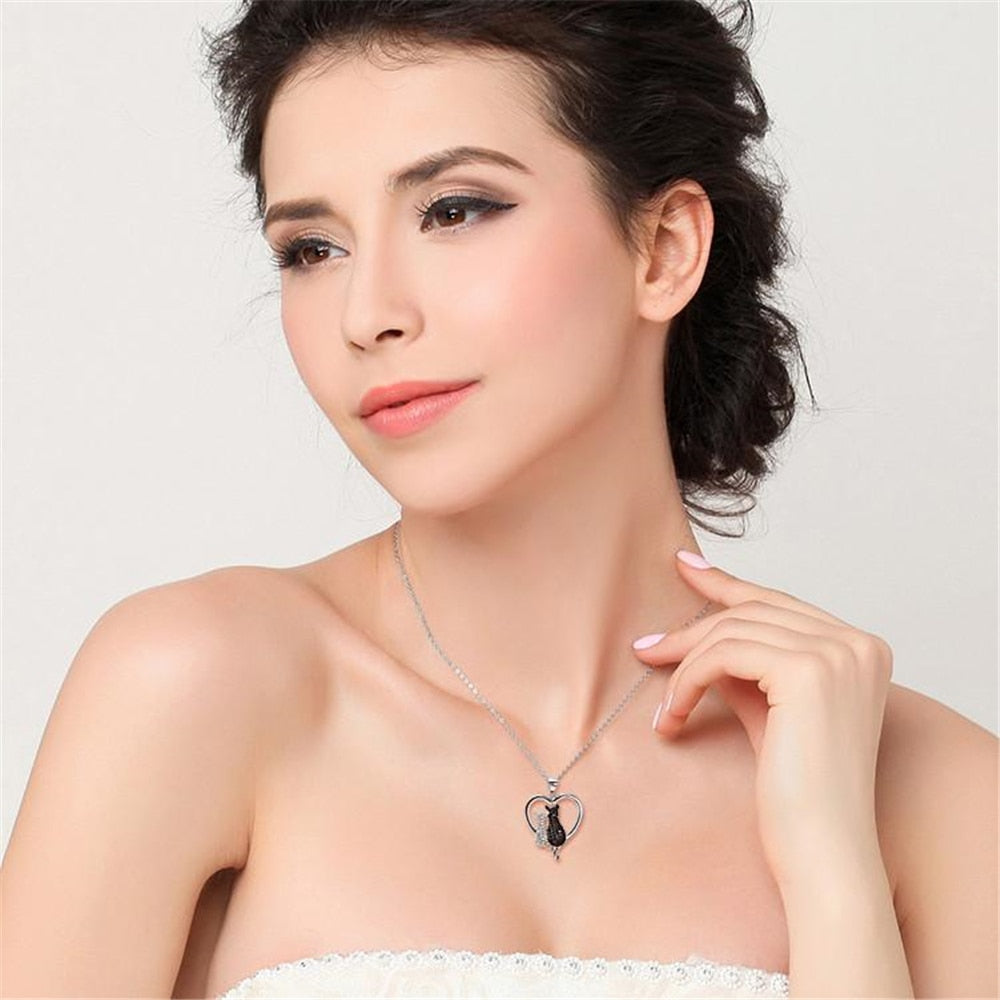 Black and White Cat Necklace
