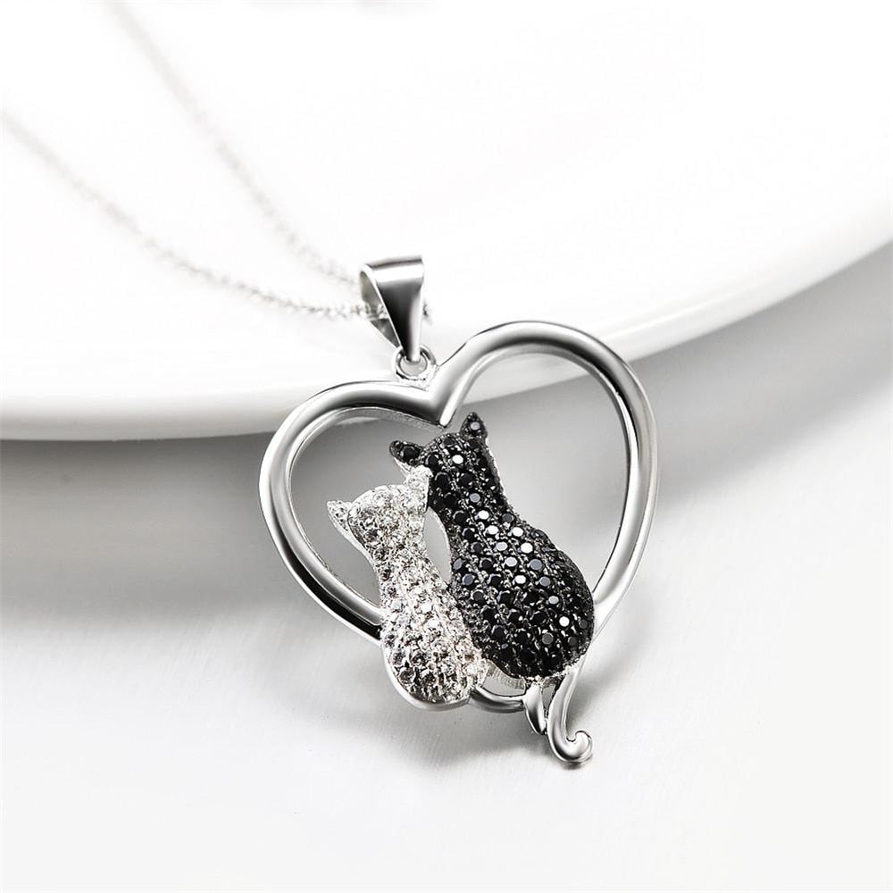 Black and White Cat Necklace