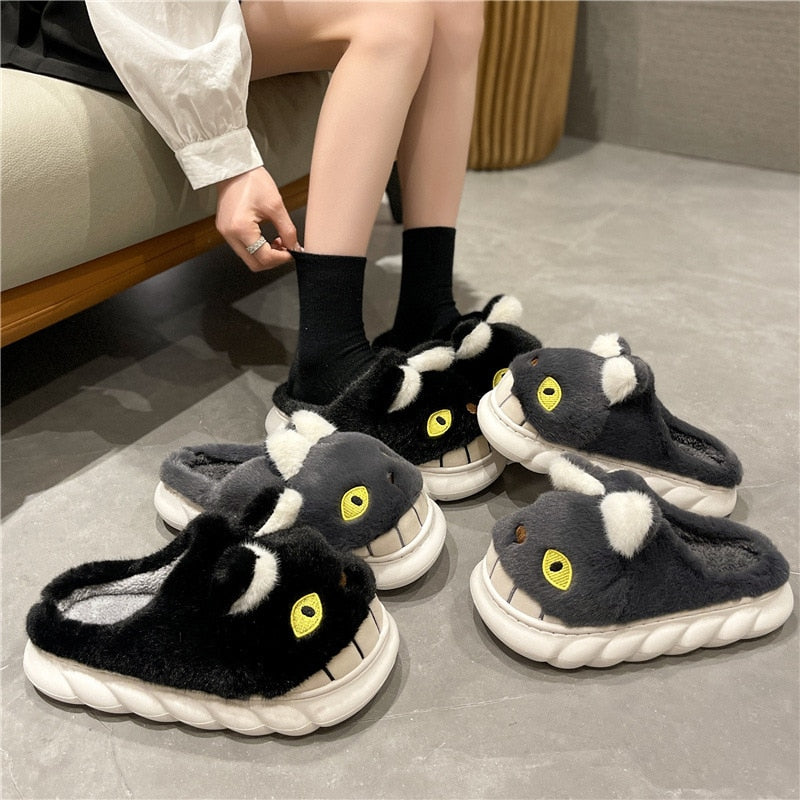 Black and White Cat Slippers