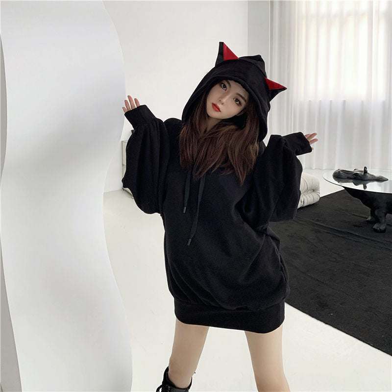 Black cat hoodie Dress