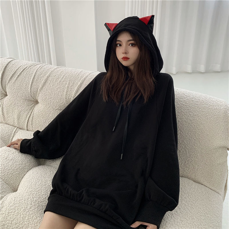 Black cat hoodie Dress