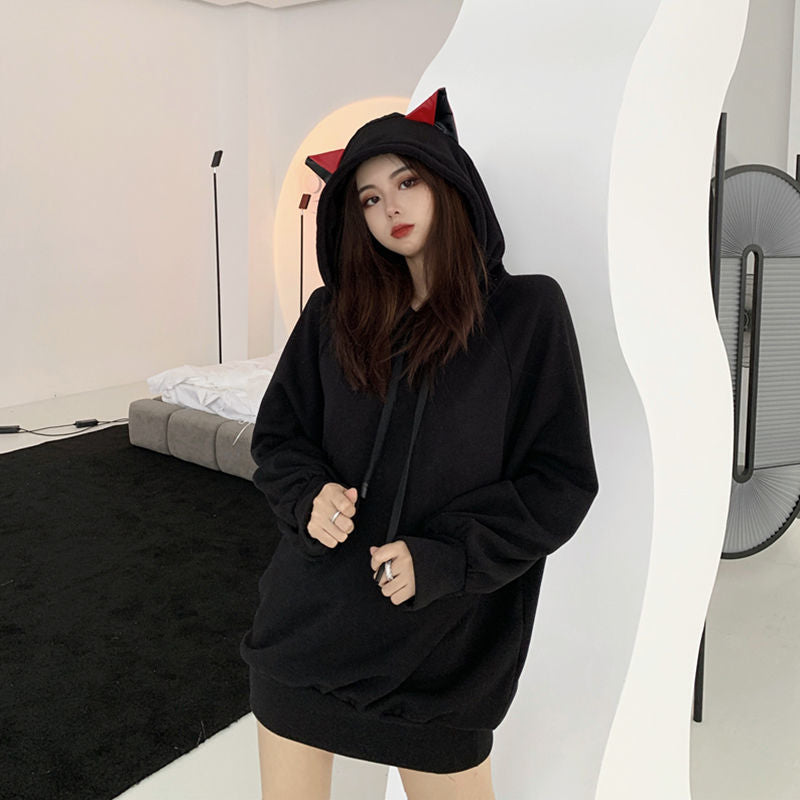 Black cat hoodie Dress