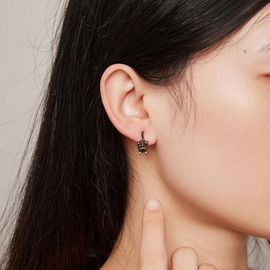 Black Cat Hoop Earrings