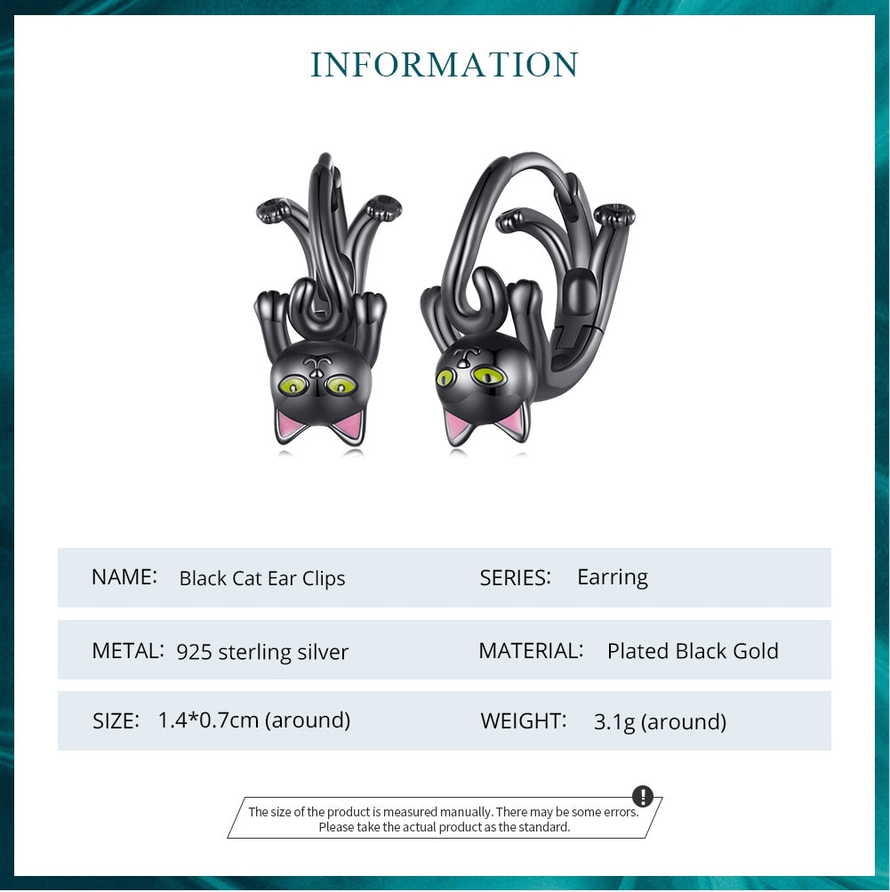 Black Cat Hoop Earrings