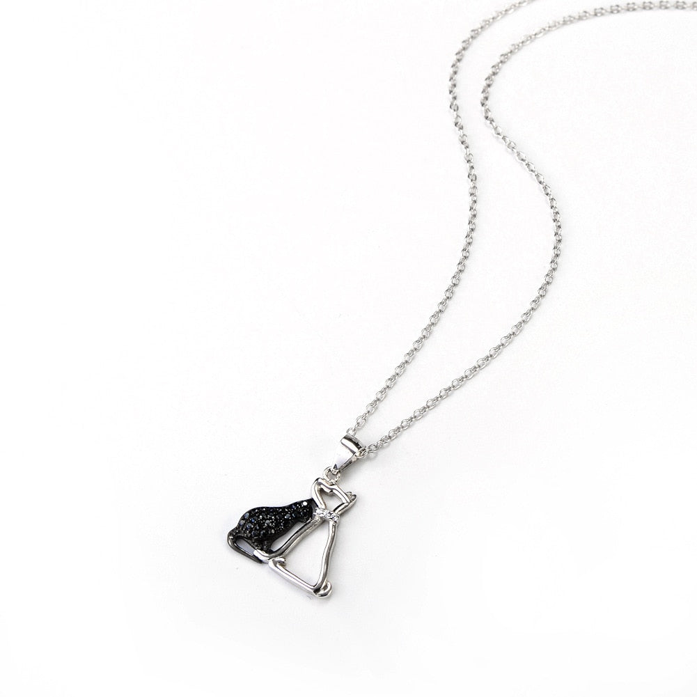 Black Cat Necklace Onyx Sterling Silver