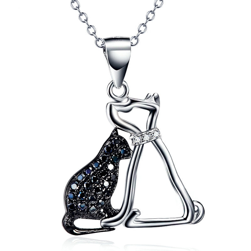 Black Cat Necklace Onyx Sterling Silver