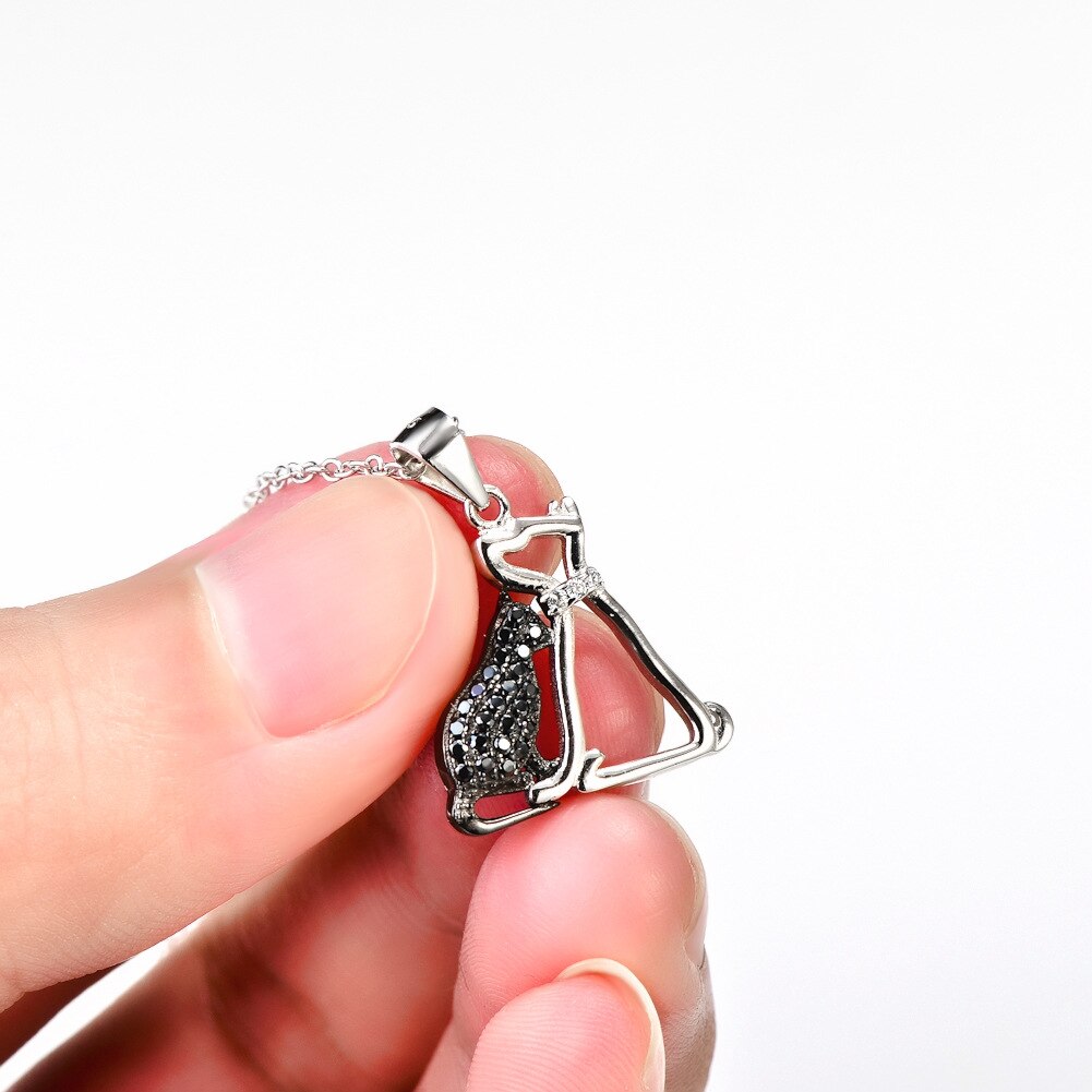 Black Cat Necklace Onyx Sterling Silver