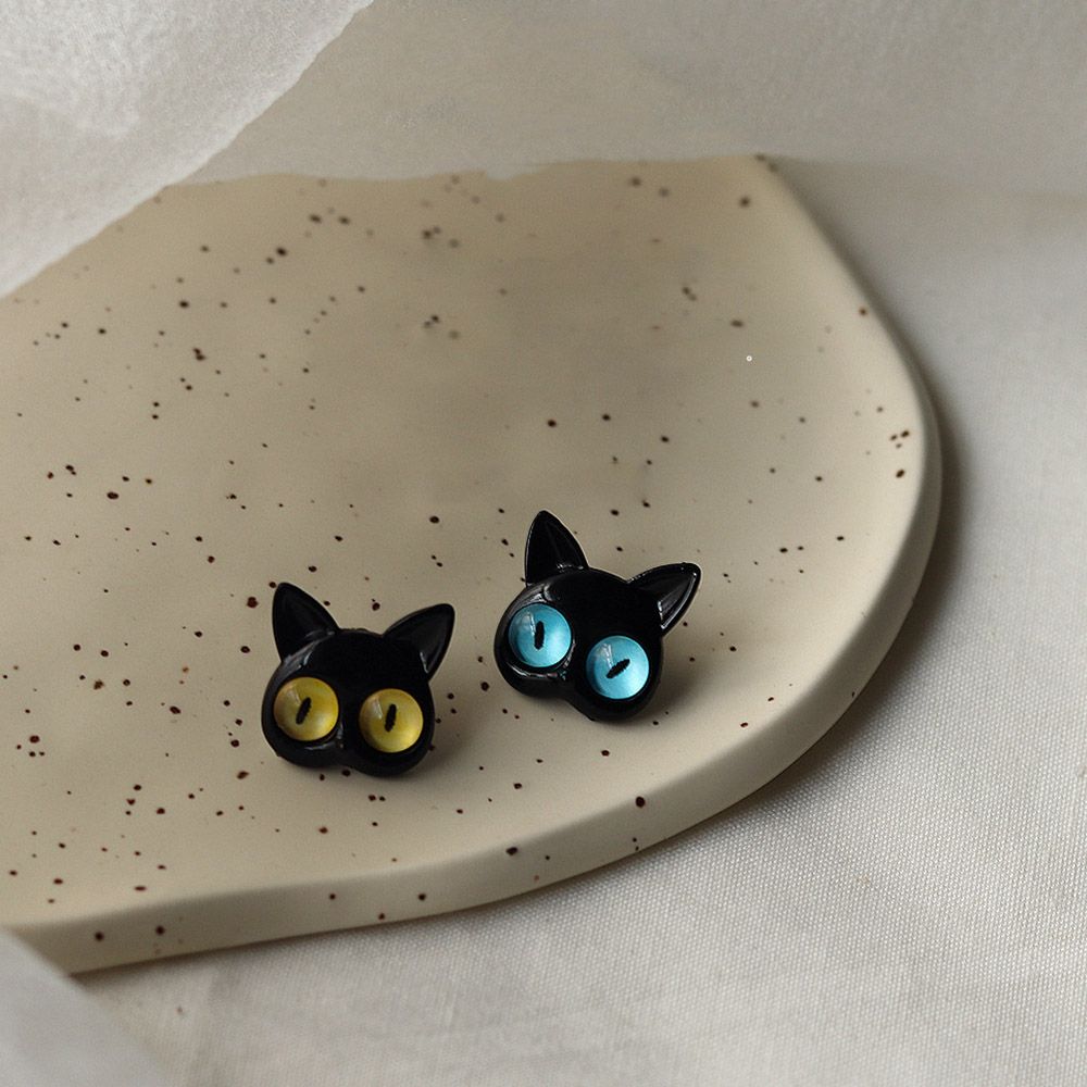 Black Cat Stud Earrings