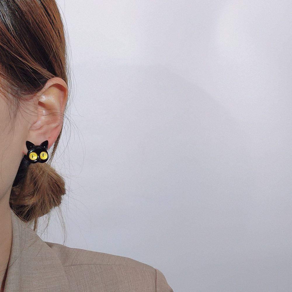 Black Cat Stud Earrings