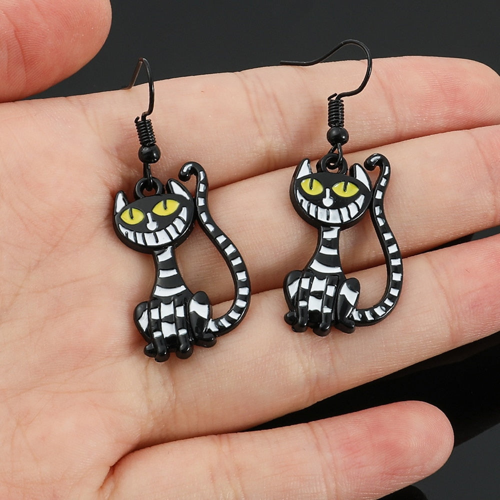 Black Cheshire Cat Earrings