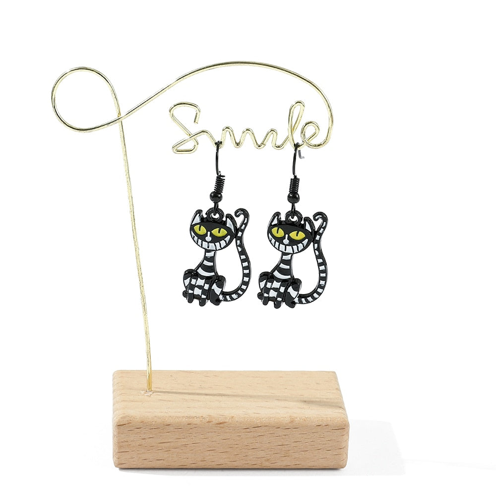 Black Cheshire Cat Earrings