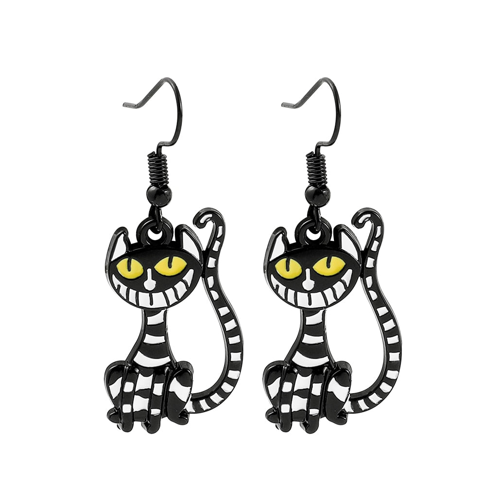 Black Cheshire Cat Earrings