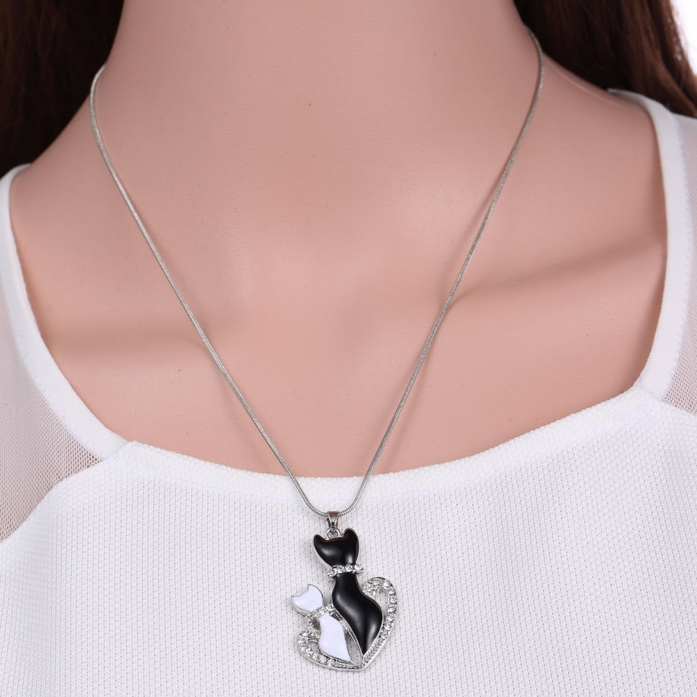 Black Diamond Cat Necklace