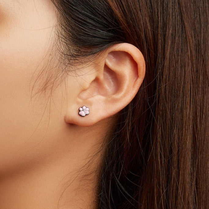 Black Pink Cat Earrings