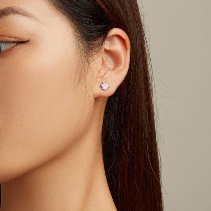 Black Pink Cat Earrings