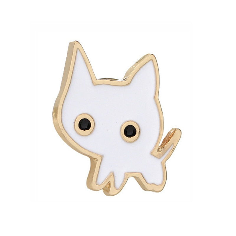 Black White Cats Enamel Pins